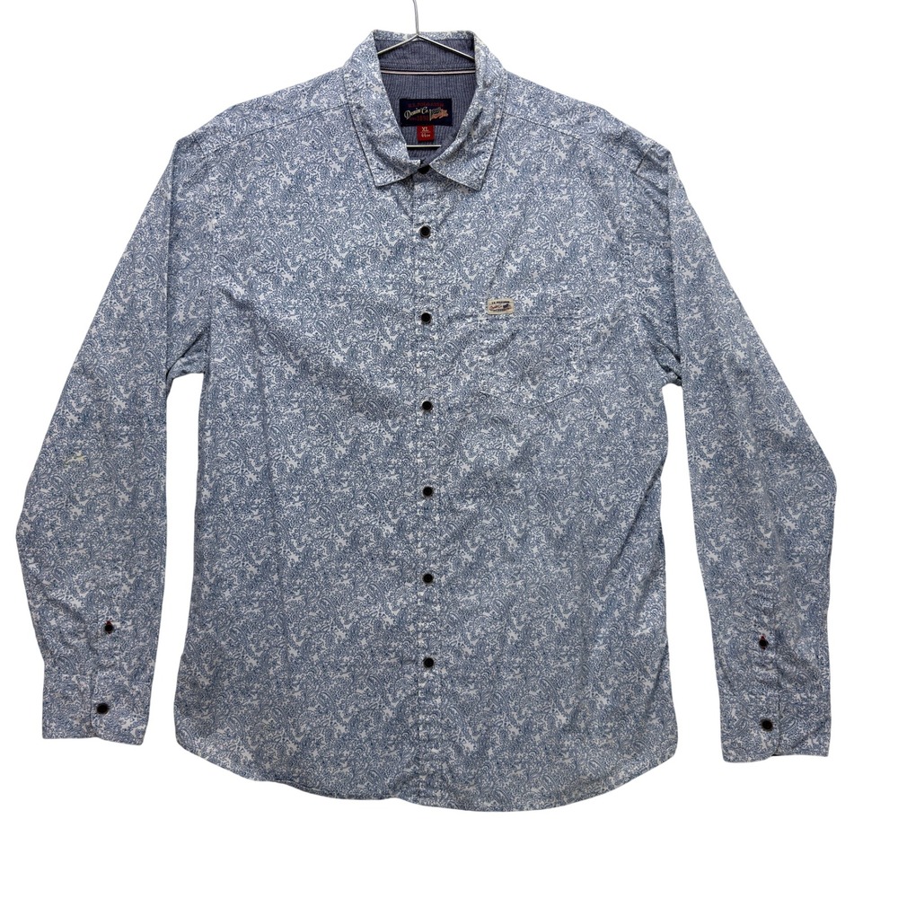 U.S. Polo Assn. Mens XL Blue Paisley Floral Button Down Casual Boho